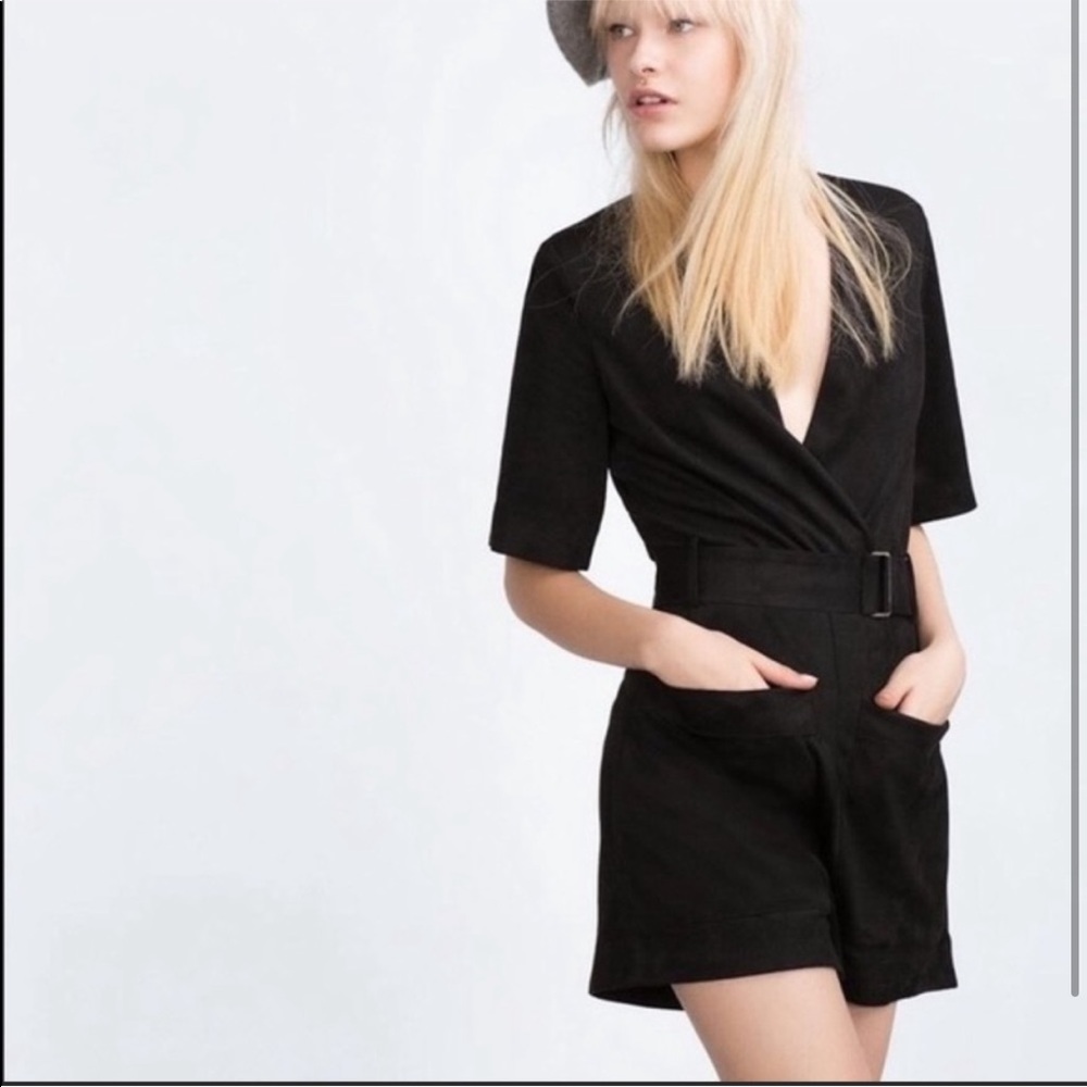 Zara Black Suede Romper